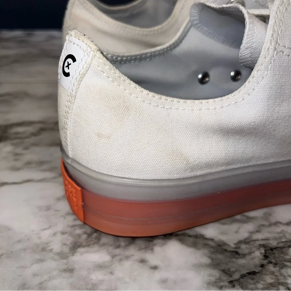 Converse White Low Top Sneakers with Pink Gradient Sole